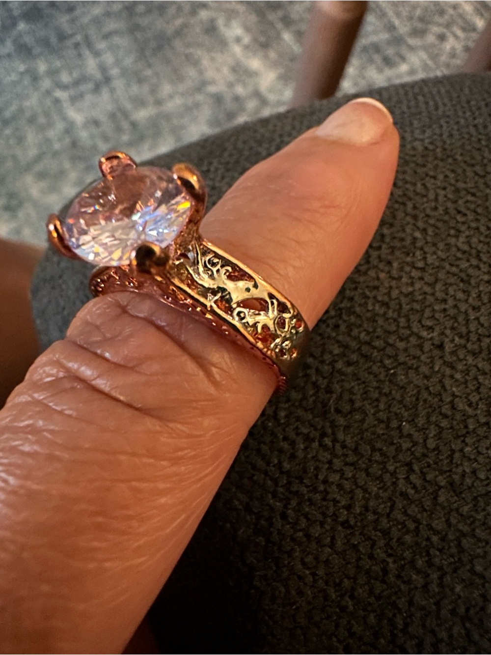 Rose Gold Crystal Solitaire Ring - Women Jewelry